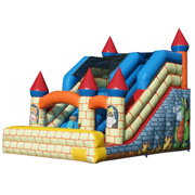 used inflatable double slip and slide with pool